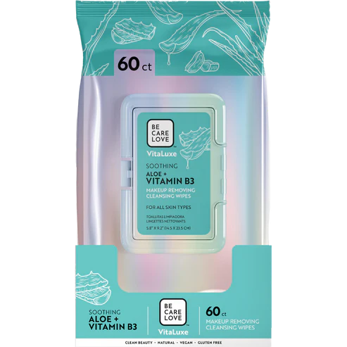 VitaLuxe Soothing Aloe + Vitamin B3 Makeup Removing Cleansing Wipes